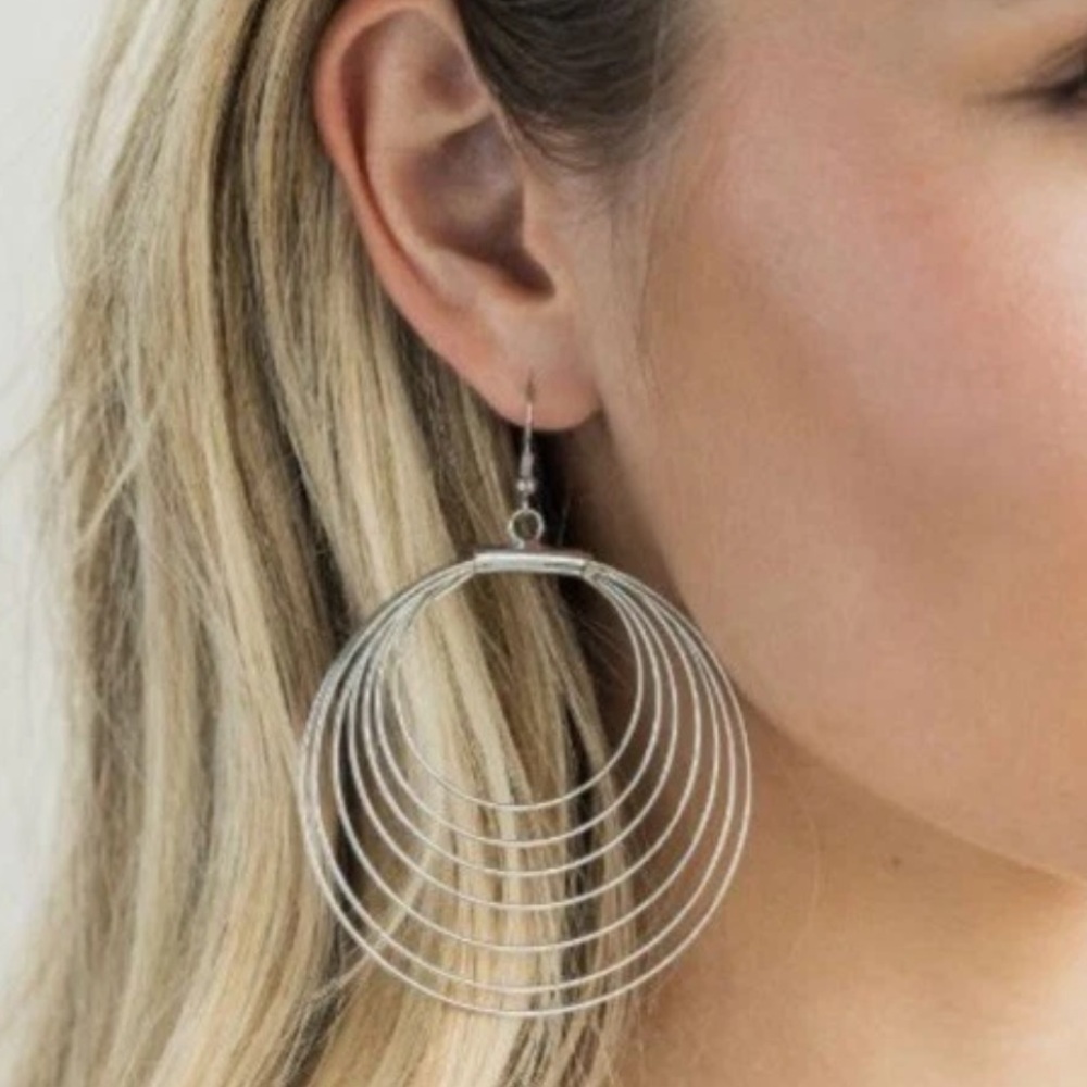 Plunder Design Fashion Jewelry Silver Ripple Multi Loop Drop Earring